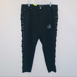 INC Plus Size Side Lace Up Skinny Black Jeans